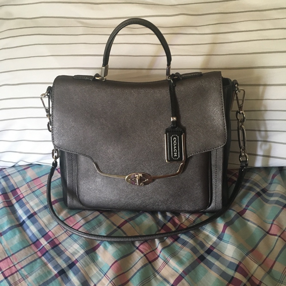 Coach Madison Saffiano Leather Flap Satchel 25167